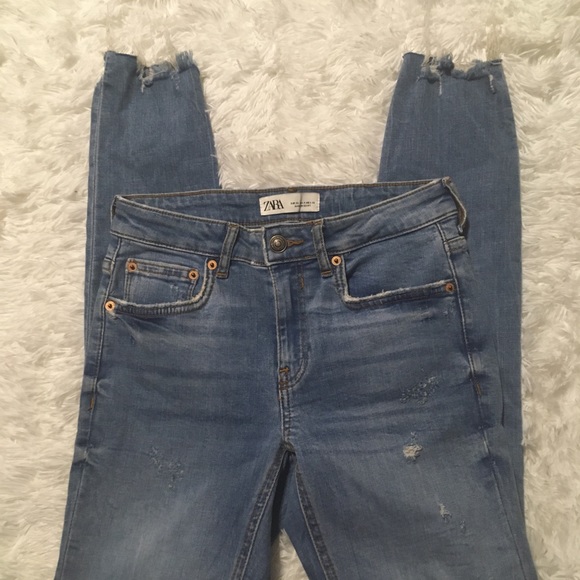 Zara Denim - ZARA Multi Damages Skinny Azure Blue Size 4